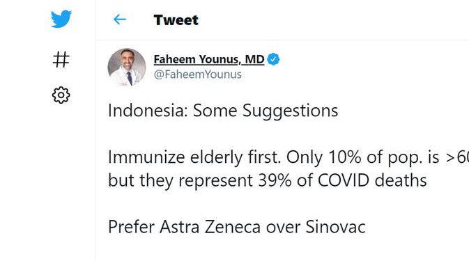 Dokter Ini Sarankan Indonesia Pakai Vaksin COVID-19 AstraZeneca Ketimbang Sinovac