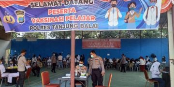 Polres Tanjung Balai Gelar Vaksinasi Polri Presisi untuk Pelajar Tingkat SMA se-Kota Tanjung Balai