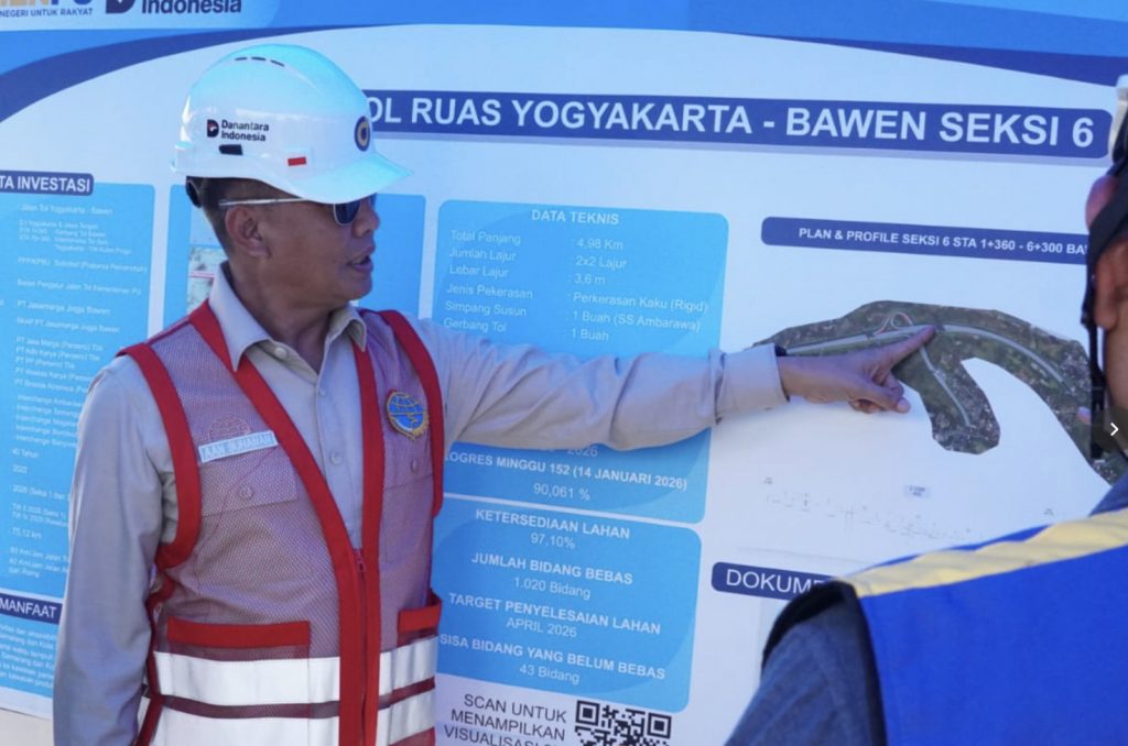 Direktur Jenderal Perhubungan Darat, Aan Suhanan bersama Dirut PT Jasa Marga, Kakorlantas Polri, dan Dirut Jasa Raharja meninjau kesiapan proyek Tol Yogyakarta-Bawen dan proyek Tol Solo-Yogyakarta