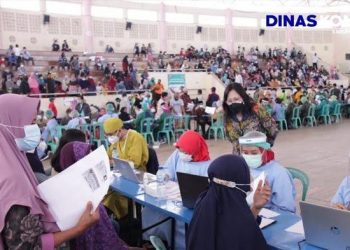 Antusias Masyarakat Magetan Ikuti Vaksinasi Serentak Bersama Pemkab dan TNI-Polri