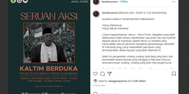 Pro-Kontra Kritik BEM Unmul Soal Ma’ruf Amin ‘Patung Istana’